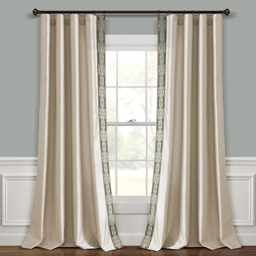 Luxury Traditional Regency Faux Silk Border Trim Window Curtain Panel ...