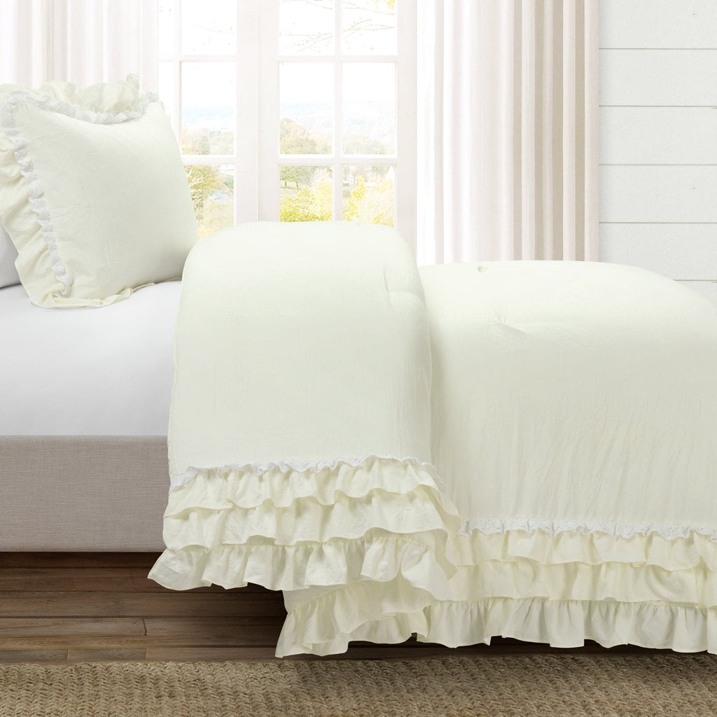 Ella Vintage Chic Ruffle Lace Dorm Comforter Set | Lush Decor | www ...