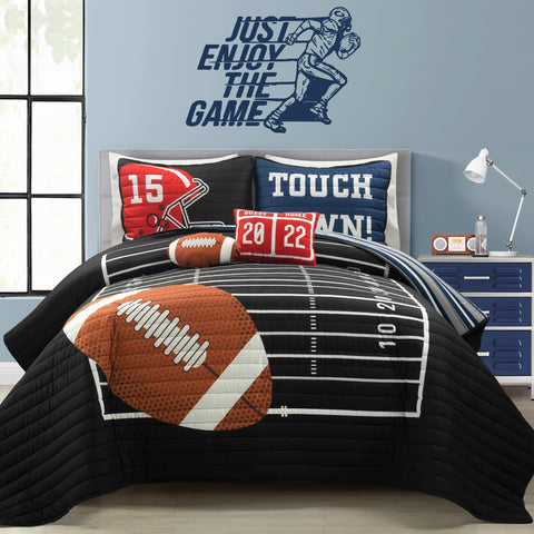 Lush Decor Kids American Football Game Quilt Set