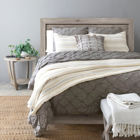 Bedding Bundle: Ravello Pintuck Comforter & Solange Stripe Coverlet by Lush Decor