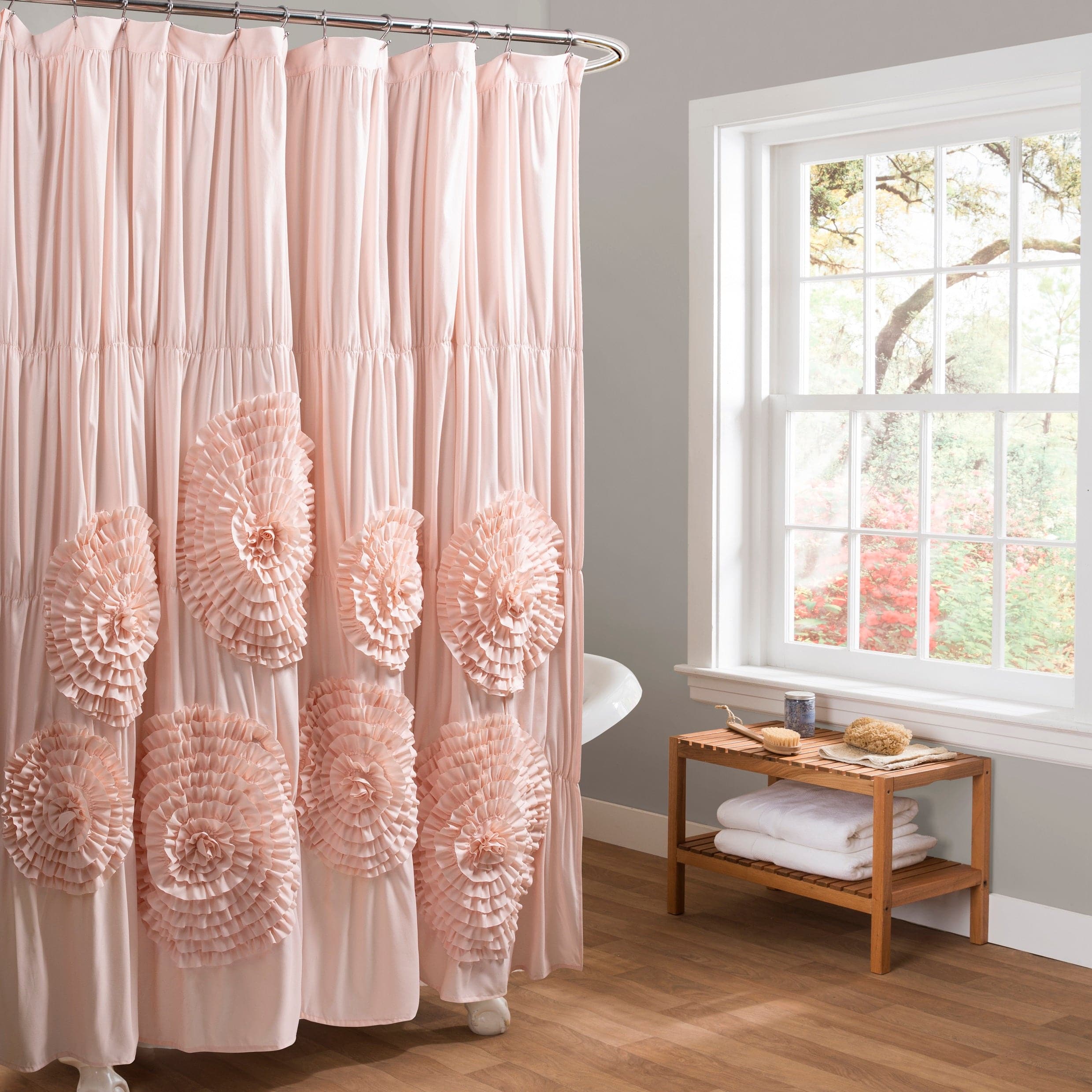 blush cloth shower curtains