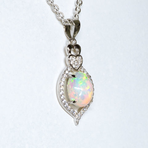 Opal Gemstone Pendant Silver Jewelry