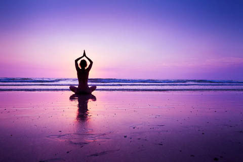 Yoga Beach Purple Sunset