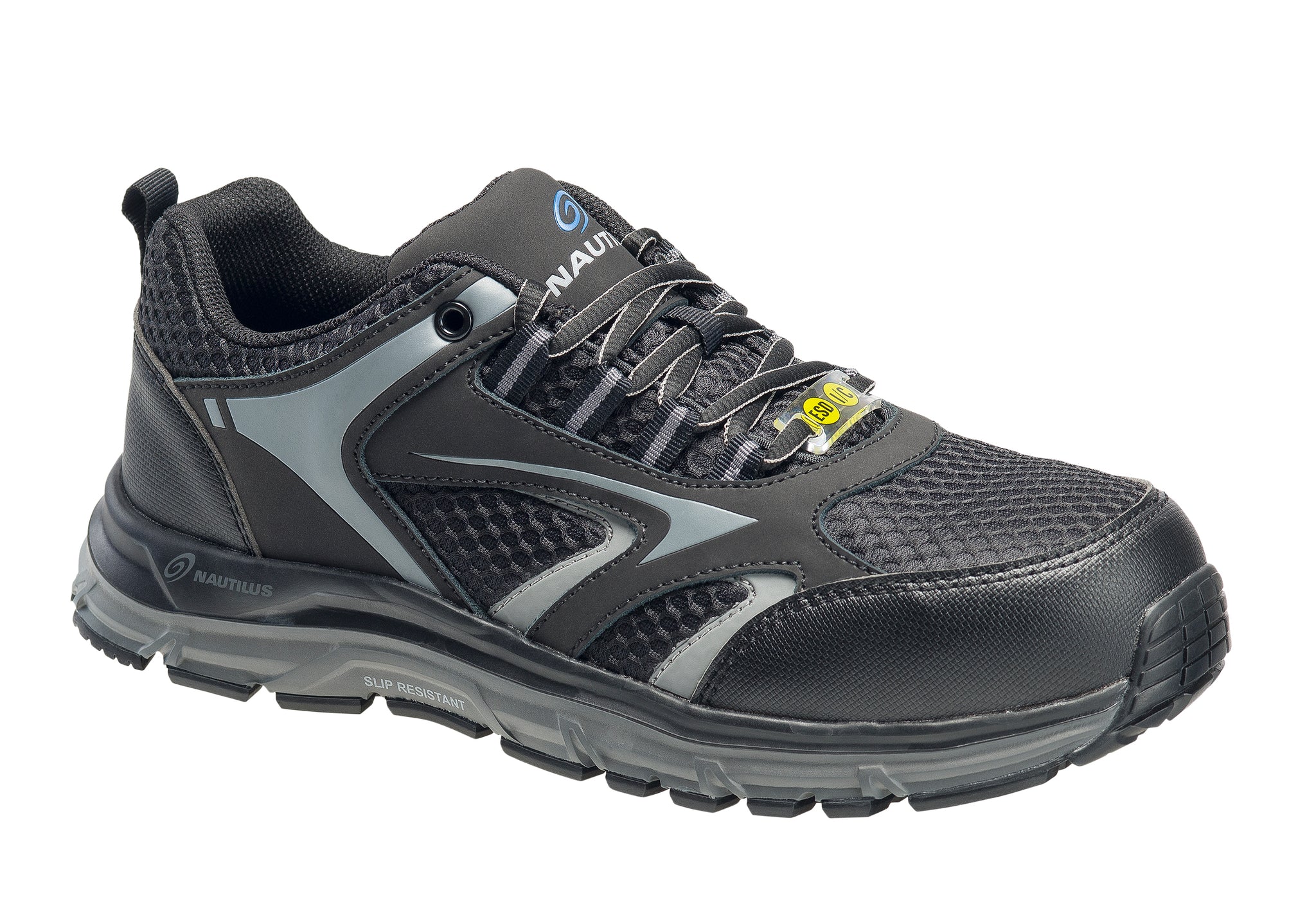 black athletic work shoes