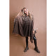 Outerwear - Herringbone Tweed Hooded Frayed Edge Poncho -  - Cultured Cloths Apparel