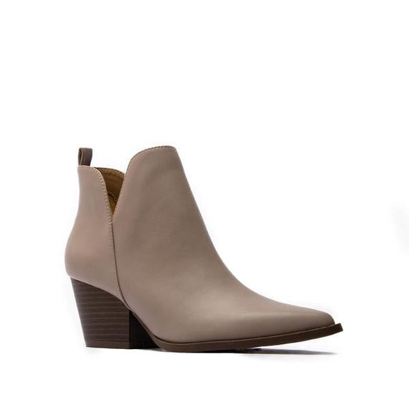 Qupid Stanley Grey Suede Chunky Heel Ankle Booties