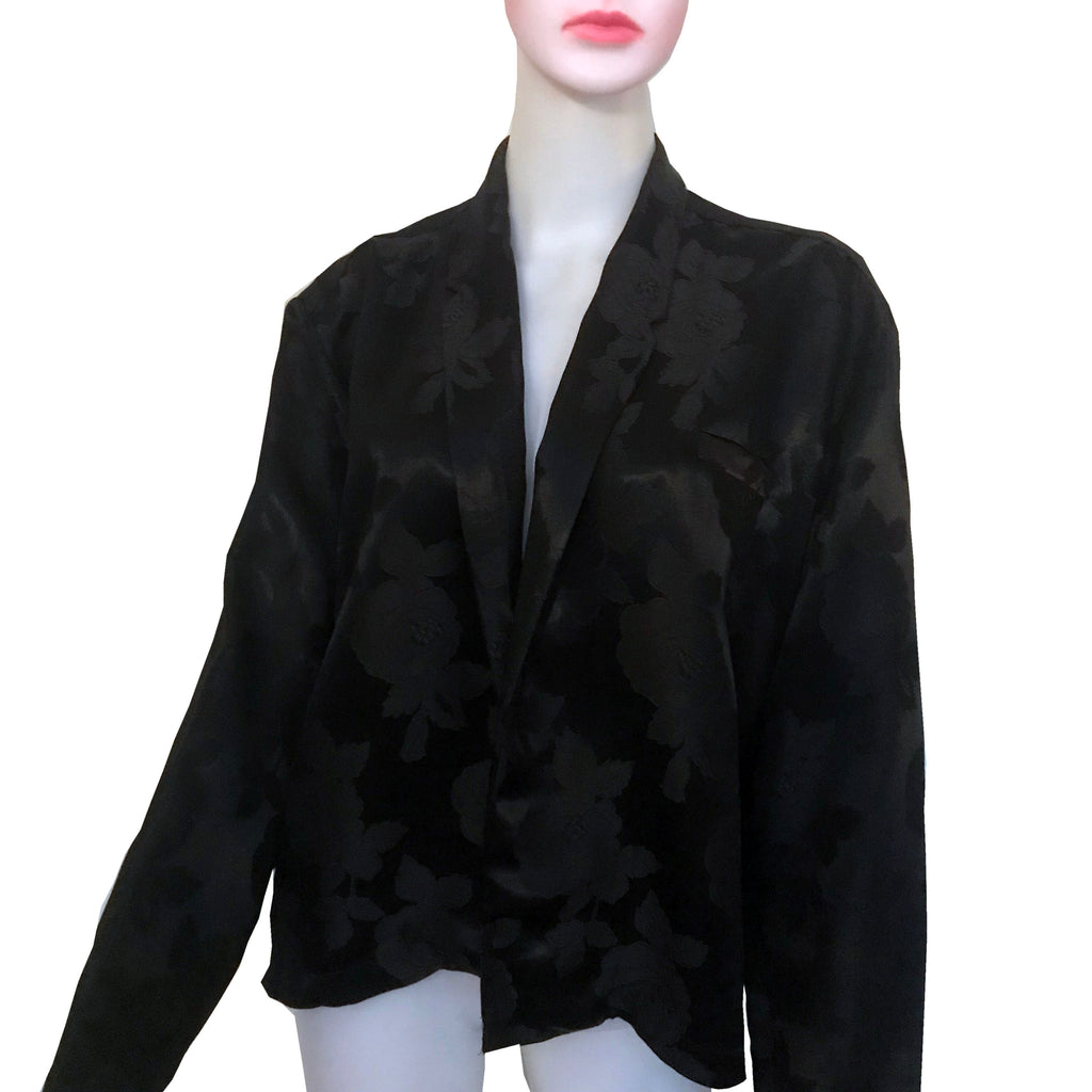 Vintage 1980s Norma Kamali Black Satin Jacquard Jacket – Shop ...