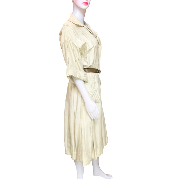 Vintage 1950s Carlye Belted Eyelet Silk Shirtdress – Shop Stylaphile ...