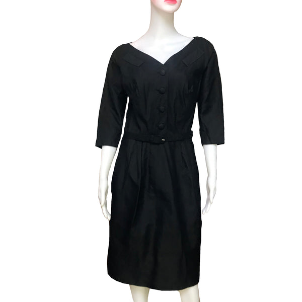 Vintage 1950s Malcolm Charles by Lawrence Gaines Little Black Dress ...