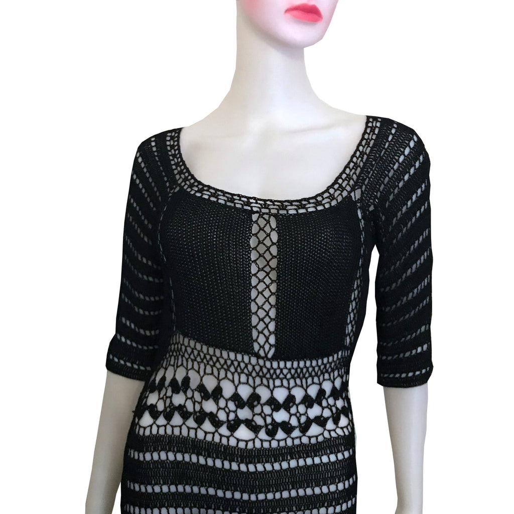 Vintage 1970s Sexy Black Crochet Sweater Dress – Shop Stylaphile Vintage