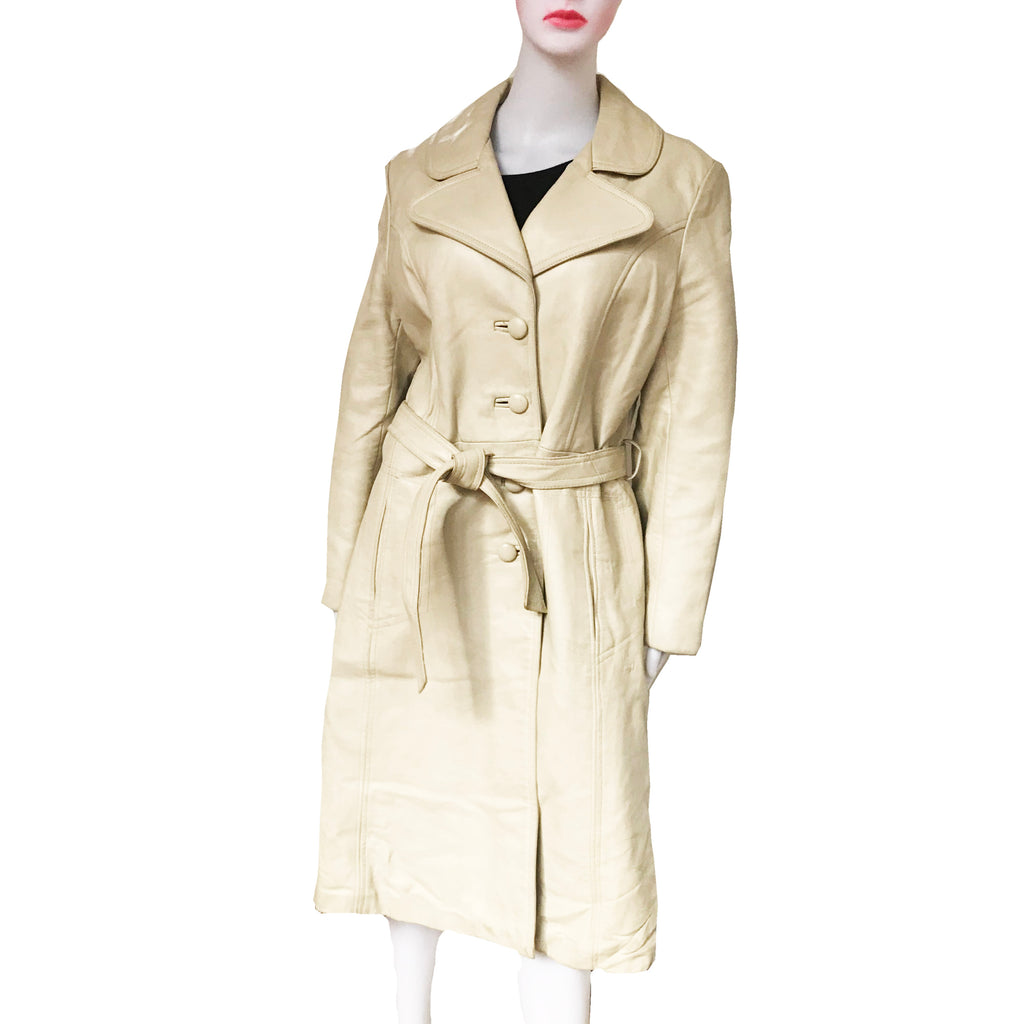 Vintage 1970s Taupe Colored Leather Trench Coat – Shop Stylaphile Vintage