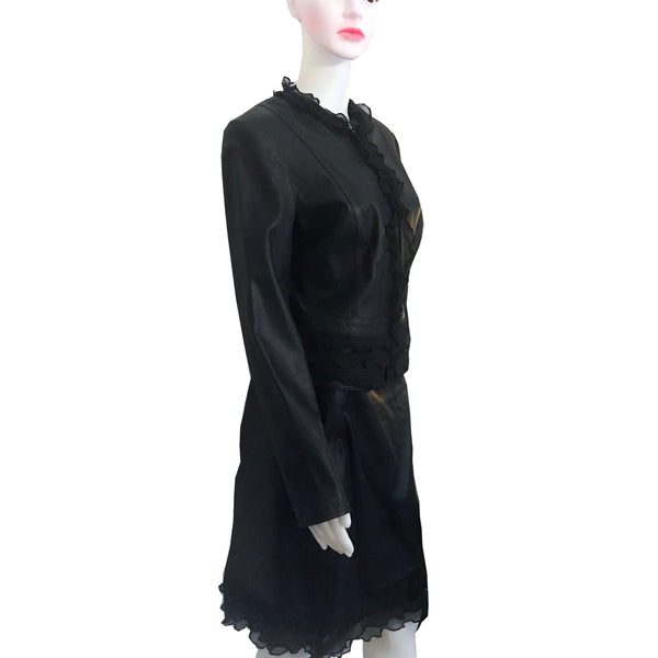 Vintage 1980s Lillie Rubin Black Leather Skirt Suit – Shop Stylaphile ...