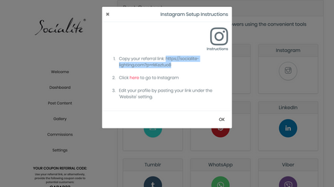 Instagram setup instruction