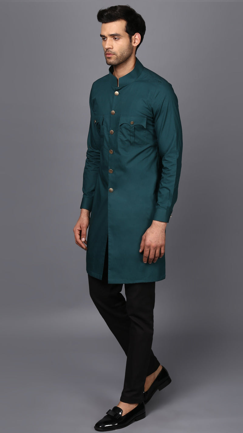 KURTA ACHKAN IN ENGLISH GREEN – Seven