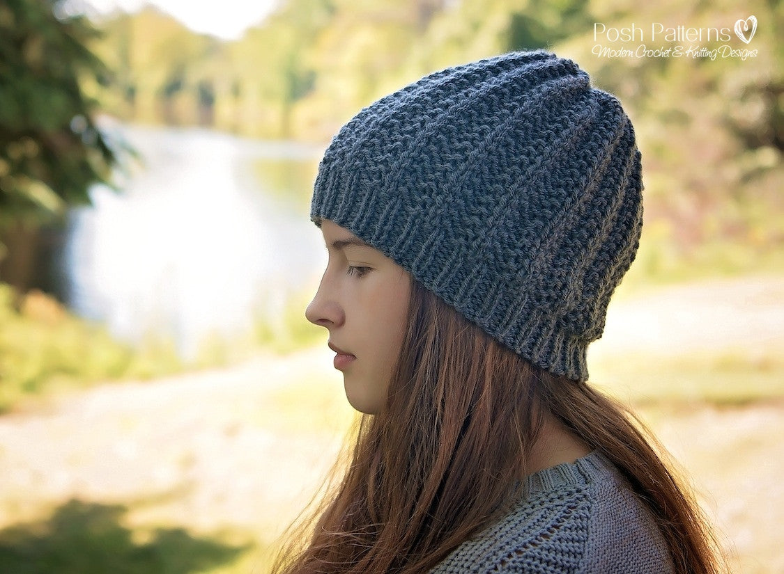 Knitting PATTERN - Easy Knit Ribbed Hat Pattern - Instant Download ...