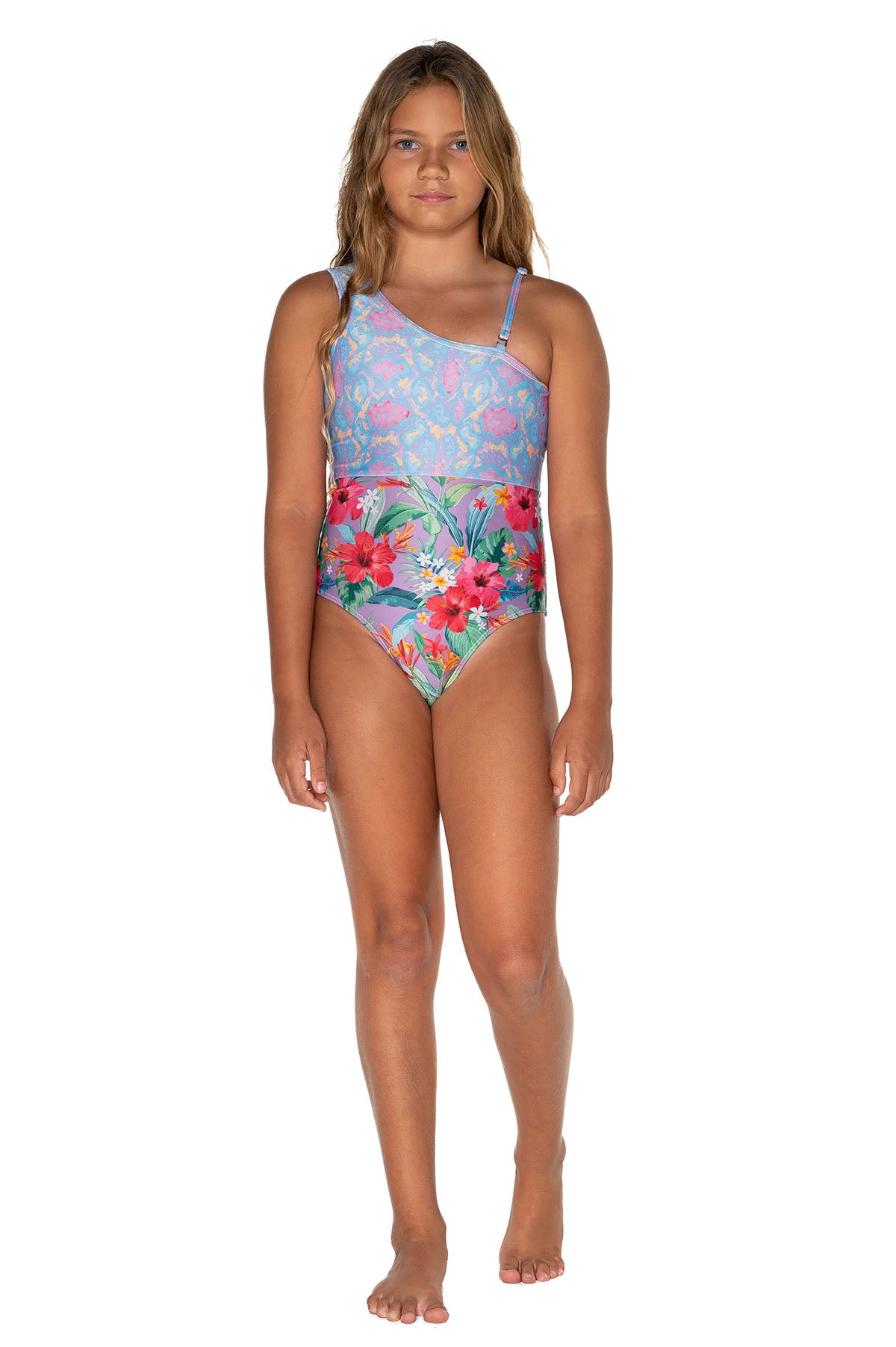 Poppies H-Back Sarong Front One Piece Swimsuit