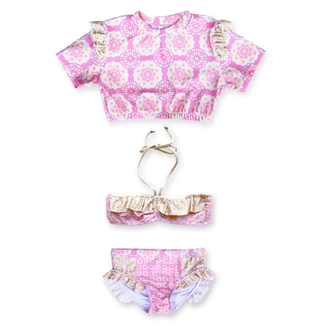 Girls Ziggy Floral Fixed Tri Retro Bikini Set - 😎 Bon+Co Kids