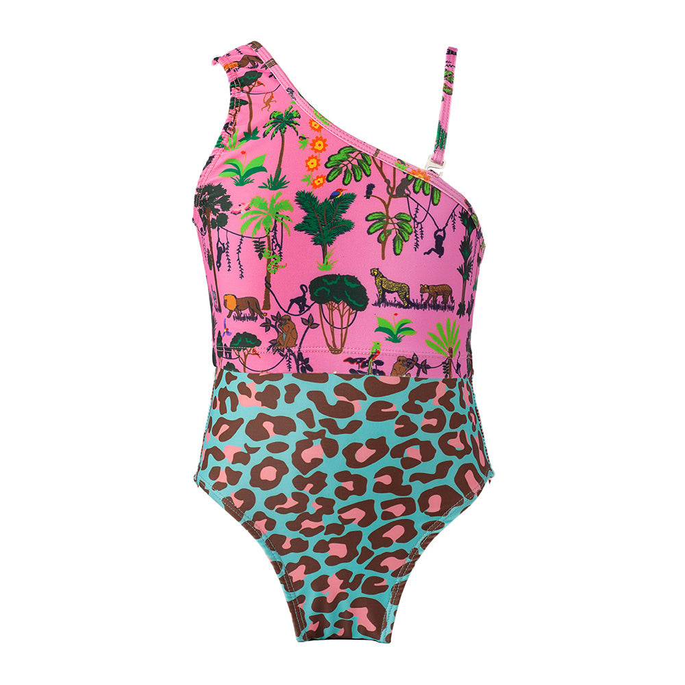 Pink Jungle One Shoulder One Piece – Olga Valentine Swimwear