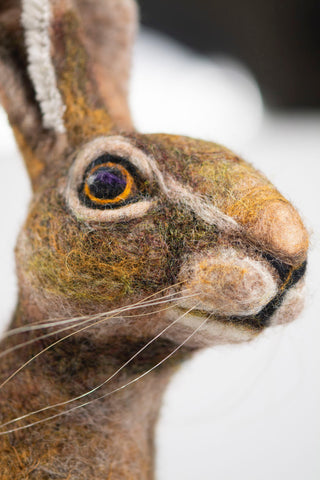 Needle felted sitting hare