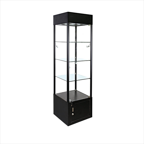 Glass Display Case - Lighted Display Cabinet with Storage - ABWC