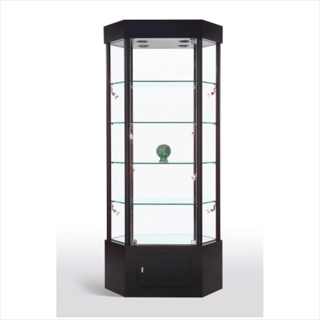 Trophy Display Case Elongated Hexagon Glass Display Case With