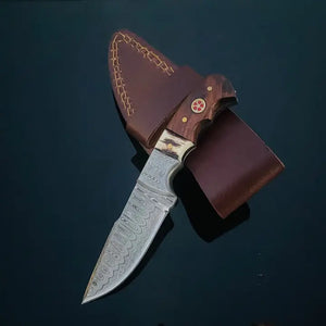 Titan Damascus Steel Walnut Stag Horn Fixed Blade Knife - Branding Iron Custom Goods