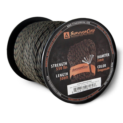 Paracord - Titan Survivorcord 100 feet (30.5 m) - Dragonscale, Black