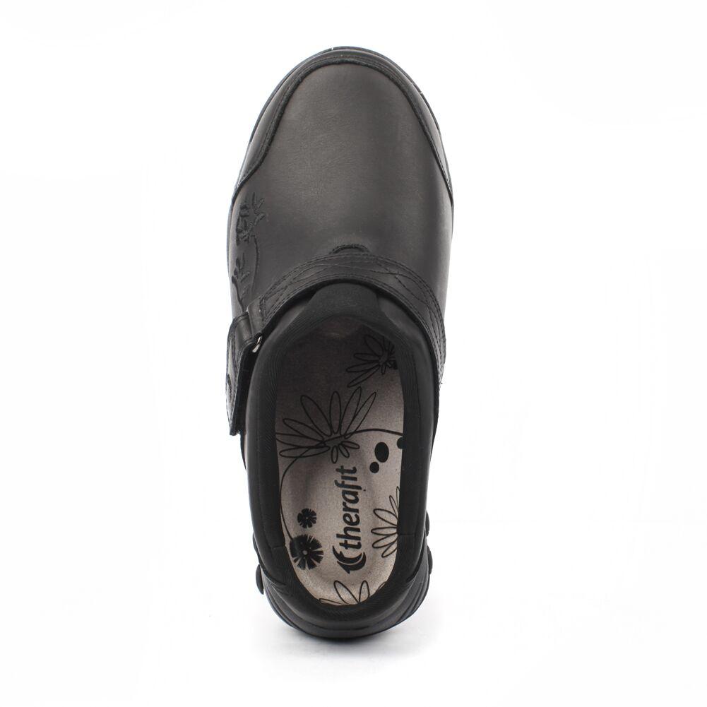 women's black leather clogs