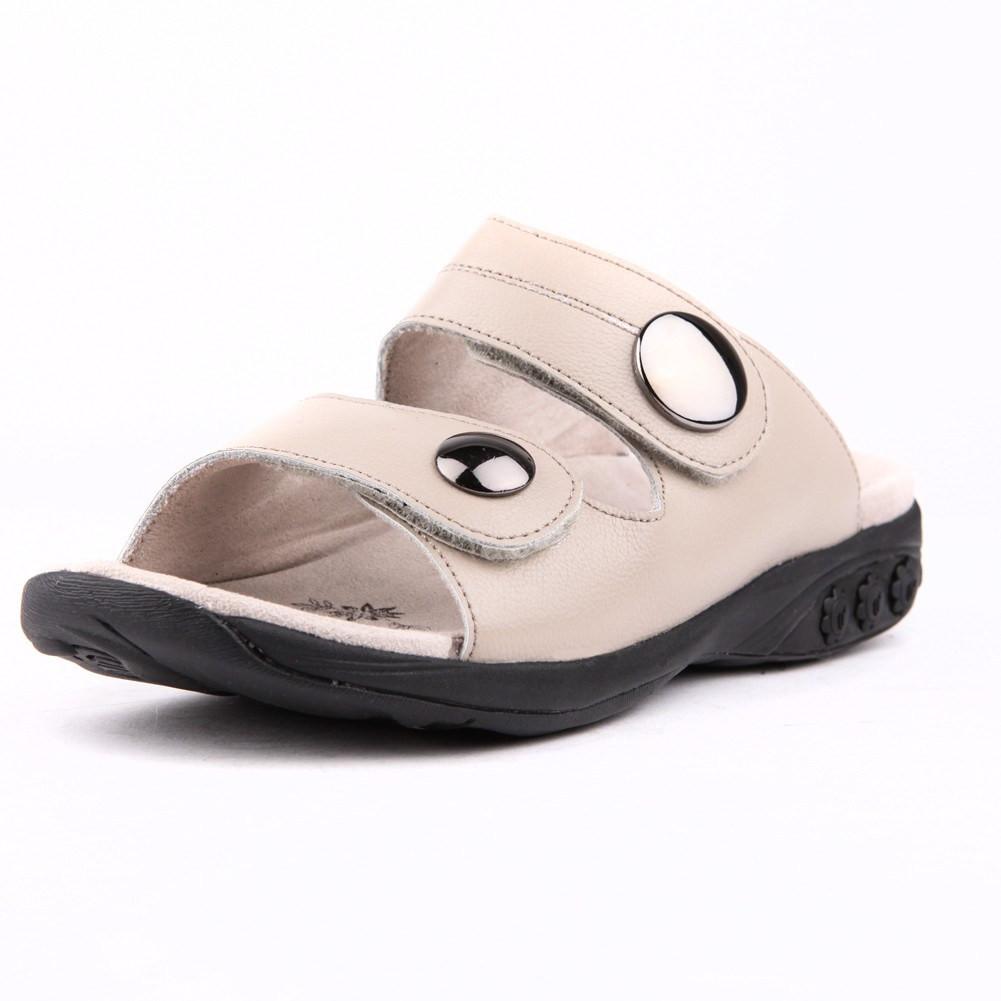 Eva Women's Leather Adjustable Strap Slip On Sandal - Therafit Shoe