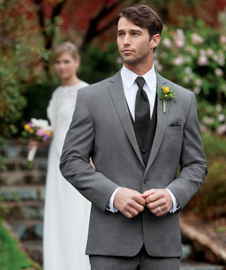 Allure Men Ultra Slim Heather Grey Clayton Suit Ultra Slim Fit