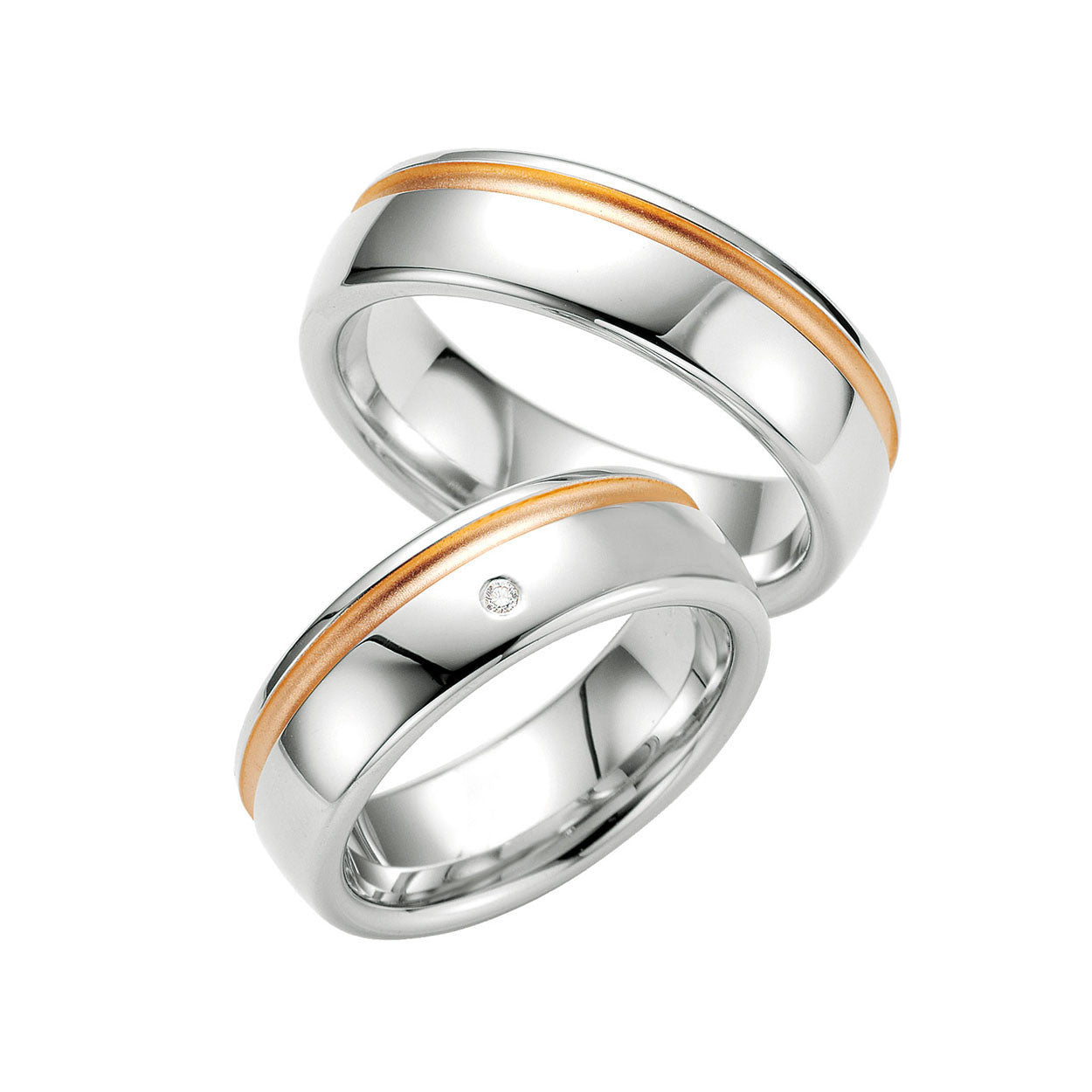 Breuning Mens Sterling Silver  Diamond and Rose  Gold  