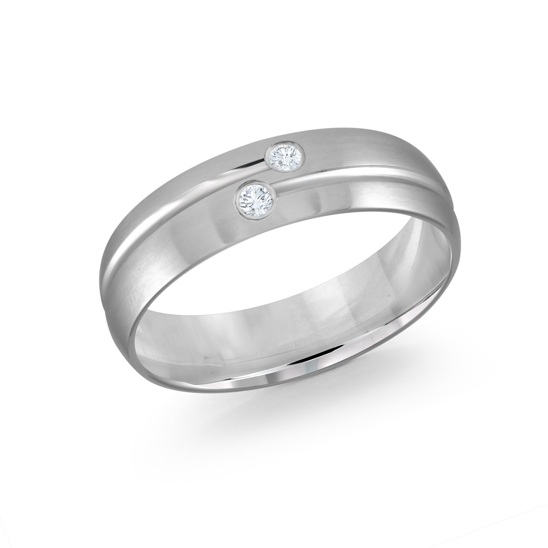 Mens Diamond White Gold Wedding Band with a Striped Design