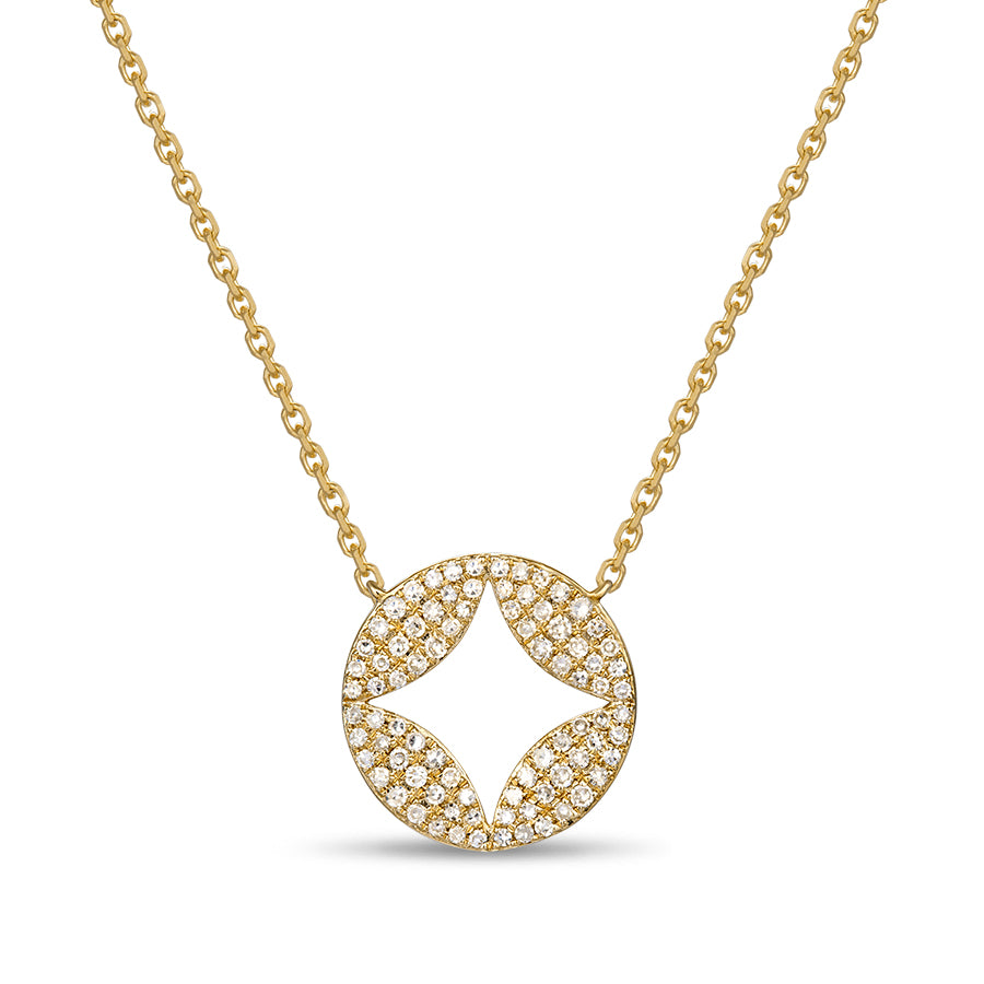 Yellow Gold Diamond CIrcle Pendant