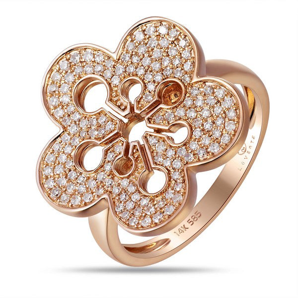 Rose Gold Diamond Flower Fashion Ring