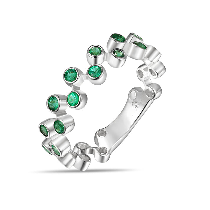 White Gold Bezel Emeralds Fashion Band