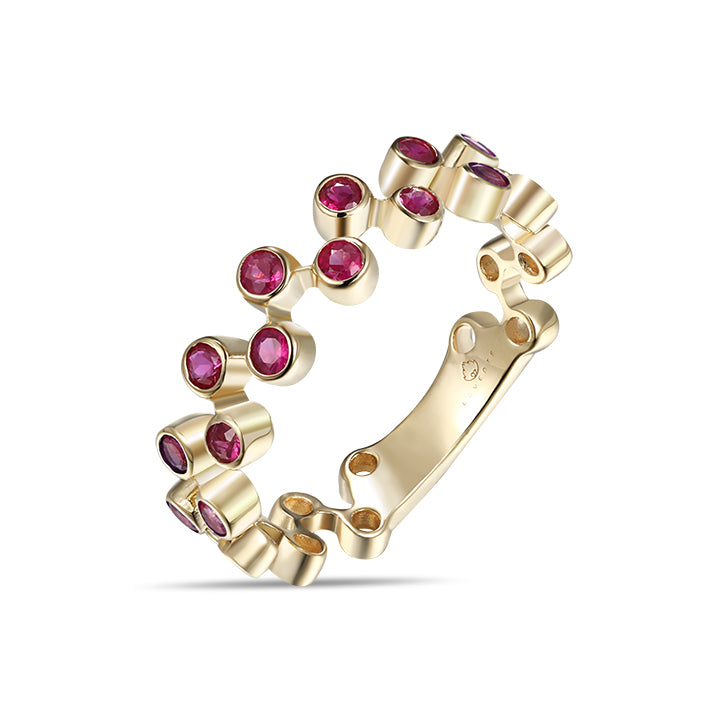 Yellow Gold Bezel Rubies Fashion Band