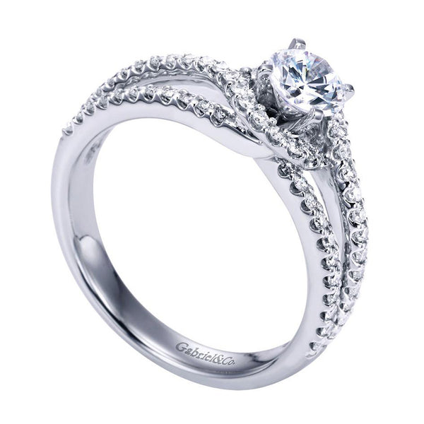 Fancy Tiffany Style Diamond Engagement Ring in White Gold by Gabriel ...
