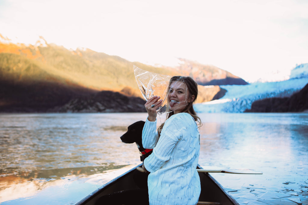 Canoeing at the Mendenhall Glacier in Juneau, Alaska for Resolute Boutique & Lifestyle