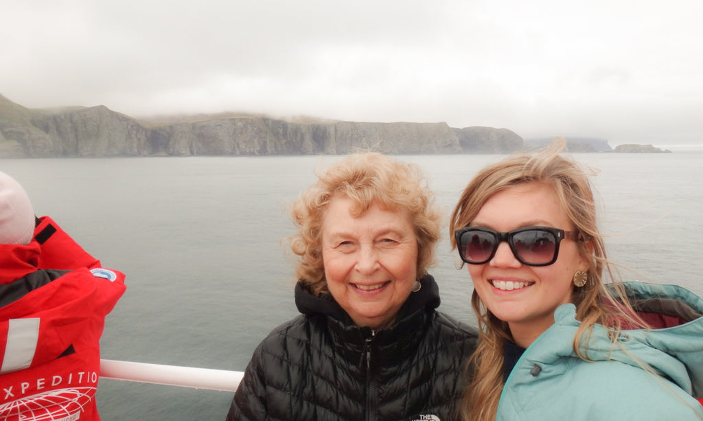 My Grandmother and I near Bear Island. Cruising up the coast of Norway part 4 for Resolute Boutique.