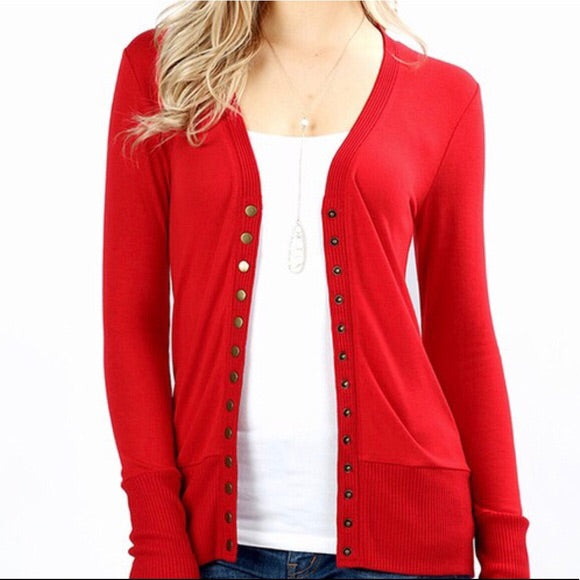 red cardigan