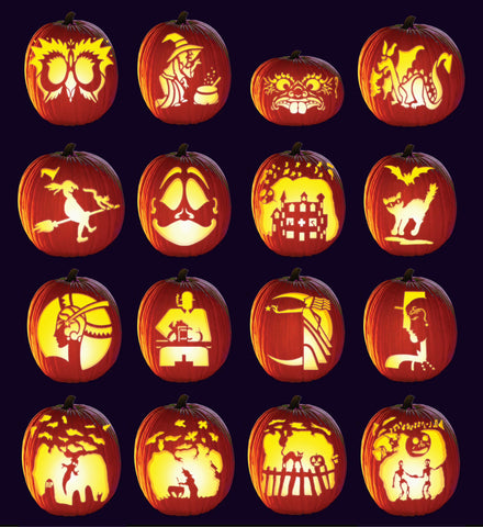 16 carved pumpkins
