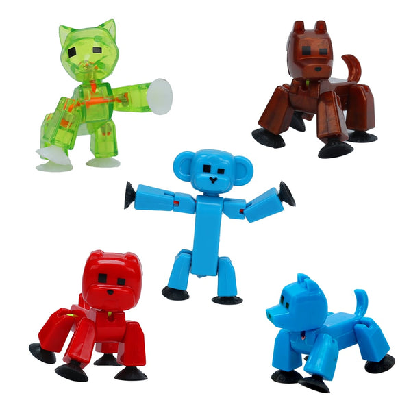 Stikbot Special Family Pack - Pack of 3 Stikbots, 2 Stikbot Juniors & Hair Accessories