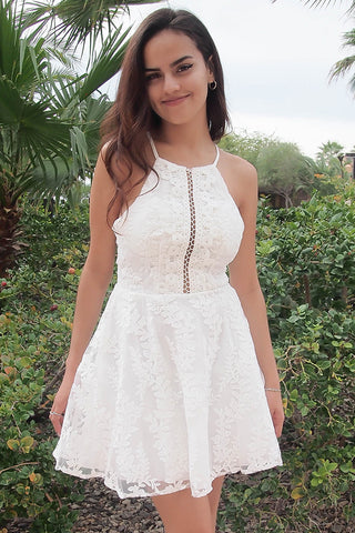 white lace bachelorette dress