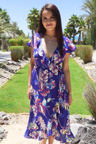 only in dreams navy blue floral print maxi dress