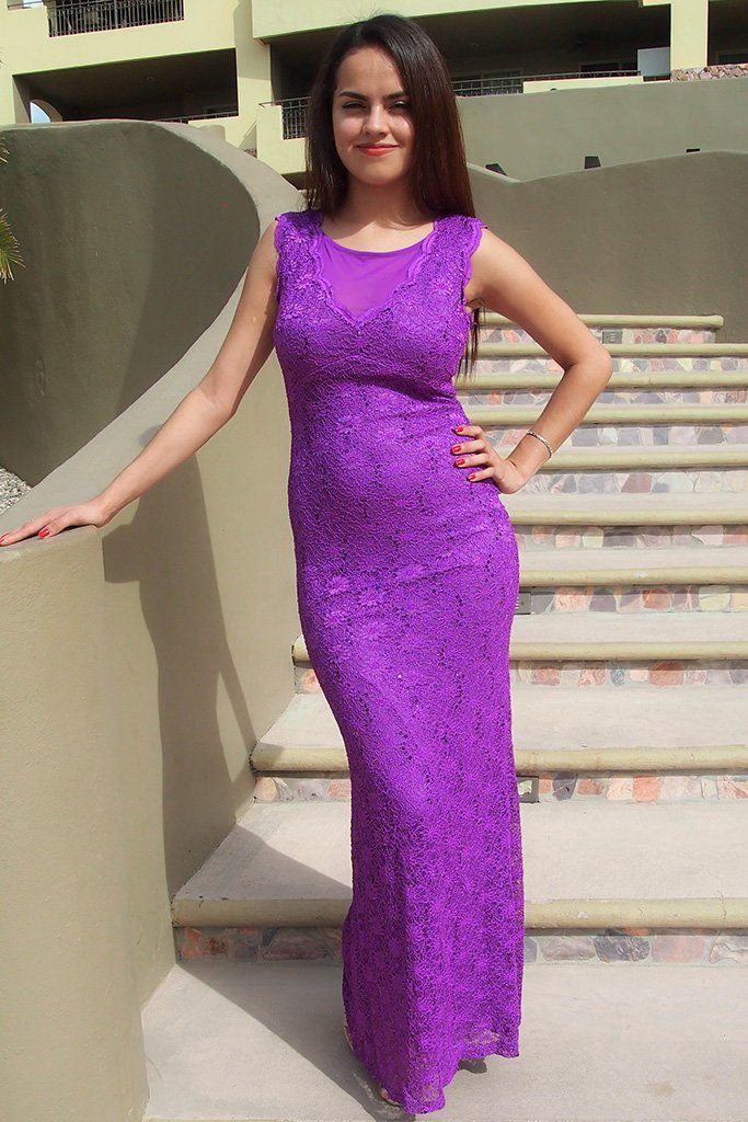 Lovely Purple Lace Maxi Dress Formal Sleeveless Maxi Dress 80