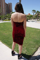 red velvet halter dress