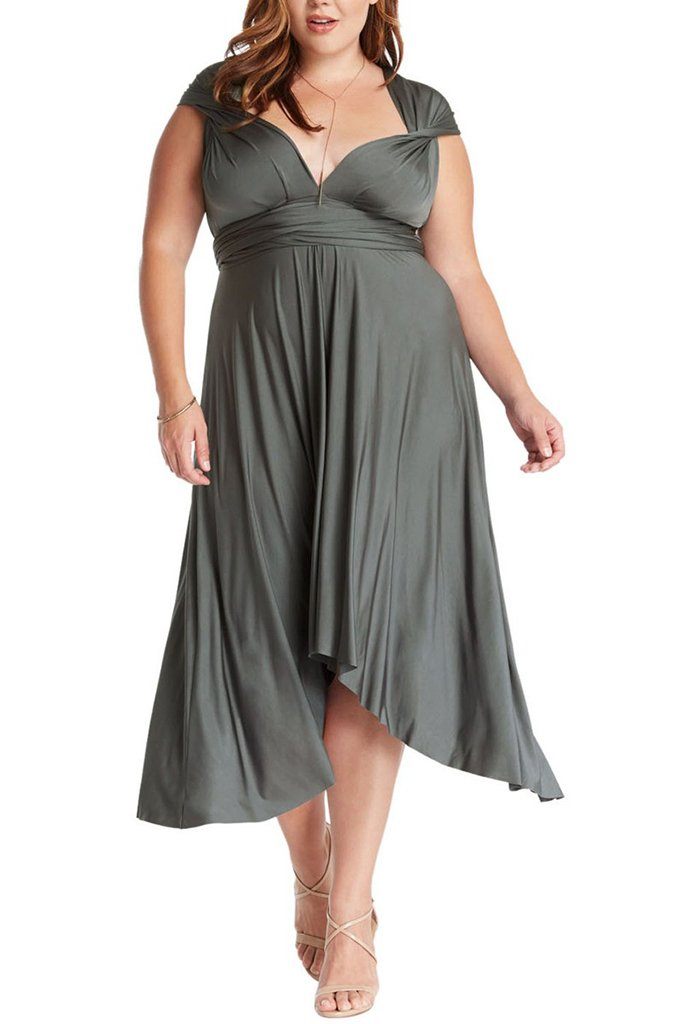 forfriskende mulighed få øje på Convertible Charcoal Long Swing Maxi Plus Size Dress – Ledyz Boutique