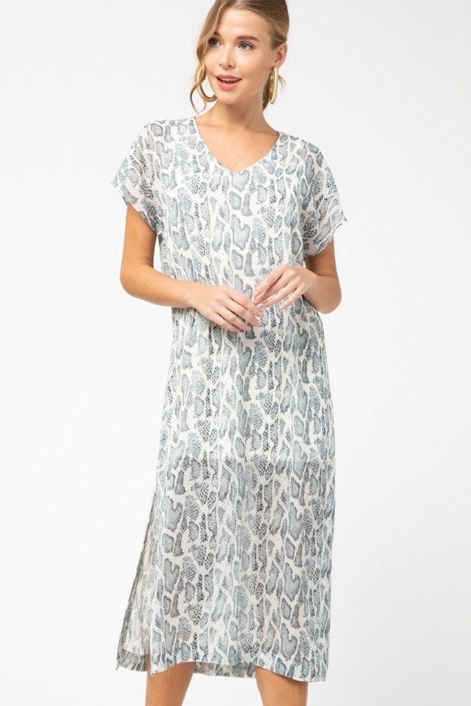 grey snake print maxi dress