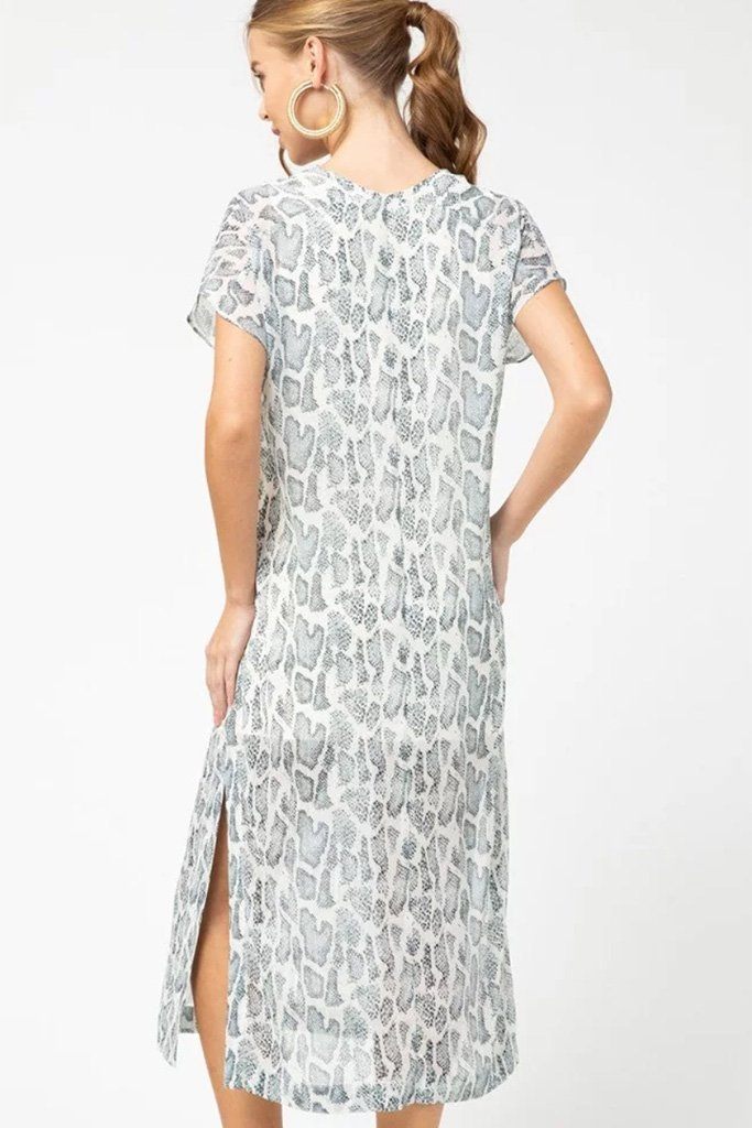 grey snake print maxi dress