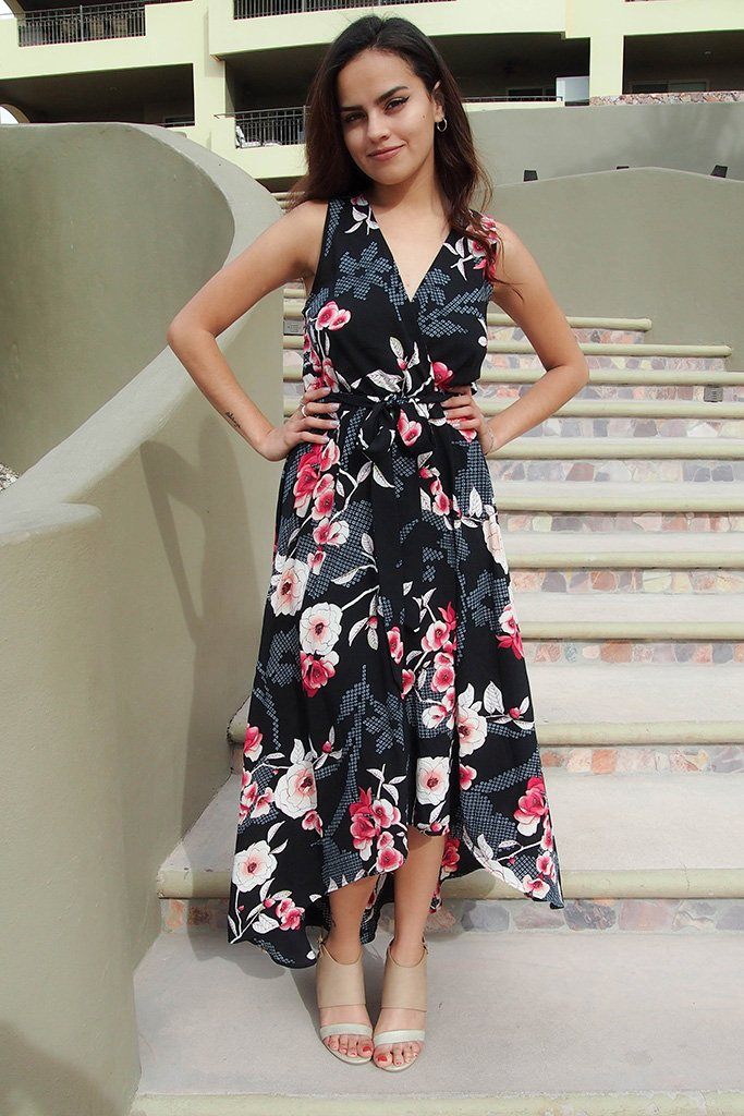 floral high low maxi dress